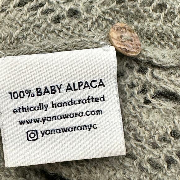 Yanawara Tan Wara Baby Alpaca Open Knit Ethical Coastal Boho Cardigan Size Large - Picture 9 of 12